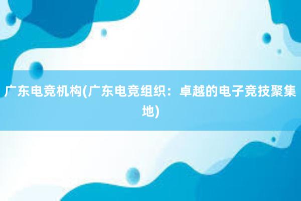 广东电竞机构(广东电竞组织：卓越的电子竞技聚集地)