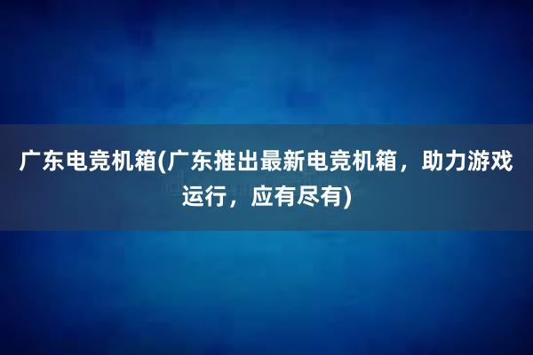 广东电竞机箱(广东推出最新电竞机箱，助力游戏运行，应有尽有)