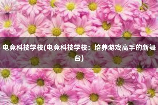 电竞科技学校(电竞科技学校：培养游戏高手的新舞台)