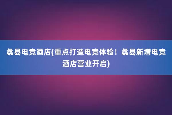 蠡县电竞酒店(重点打造电竞体验！蠡县新增电竞酒店营业开启)