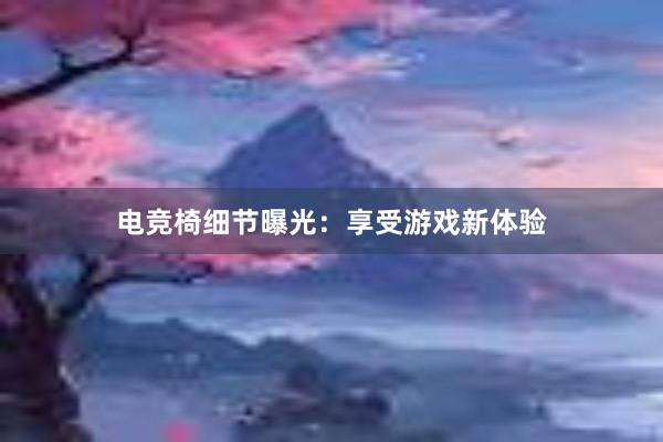 电竞椅细节曝光：享受游戏新体验